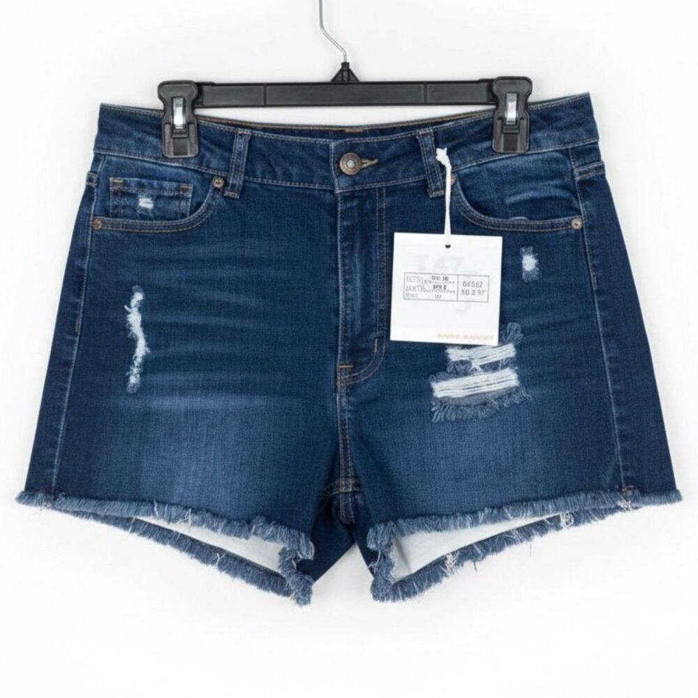 WAX JEANS HIGH RISE DISTRESSED CASUAL FESTIVAL CONCERT STRETCH DENIM SHORTS  XL
